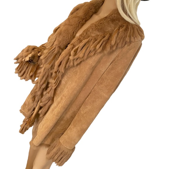 ASHLEY STEWART  | CAMEL FUR LEATHER COAT - Picture 3 of 16